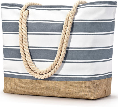 Bolso de playa grande de lona Ortekor con diseño impermeable | Esencial de viaje elegante y resistente a la arena para la diversión del verano