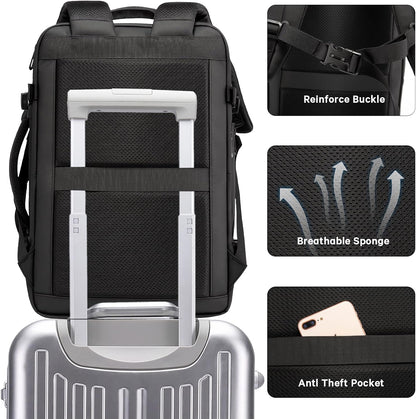 Convertible Carry-On Backpack with Laptop Compartment | Water-Resistant Travel Bag with Duffle Mode | Fits 17-Inch Laptop | Security Pocket