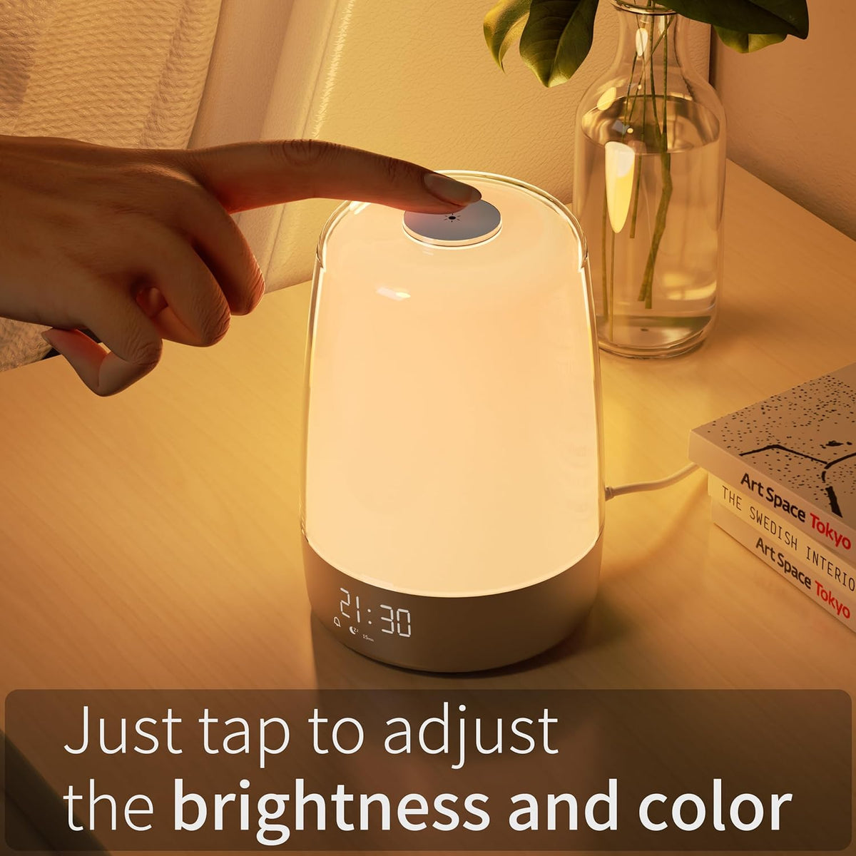 Sunrise Alarm Clock with Gradual Light & Natural Sounds – Rechargeable Wake-Up Lamp with Dual Alarms, Sunset Mode & Portable Design for
