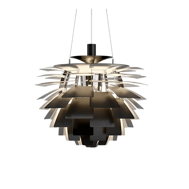 Layered Metal Fixture 19 in Wide Warm White E27 Socket Adjustable Height Kitchen Island Dining Room Cord Suspended Overhead Lighting Texture