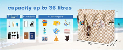 Bolso de playa extragrande con compartimento impermeable, bolso de playa resistente al agua para piscina y natación, bolso tipo tote para viajes