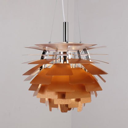 Layered Metal Fixture 19 in Wide Warm White E27 Socket Adjustable Height Kitchen Island Dining Room Cord Suspended Overhead Lighting Texture