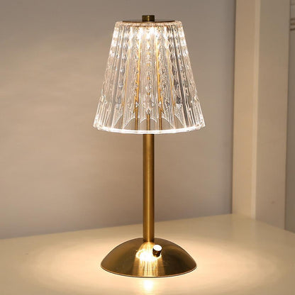 Gold Crystal Rechargeable Touch Dimmer Nightstand Lamp 9 in for Bedside Reading Desk Lighting Warm Cool White USB-C Powered Small Decorative