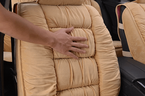 Funda de asiento para coche, cojín de asiento con relleno de felpa corta, funda universal para asiento de conductor y pasajero