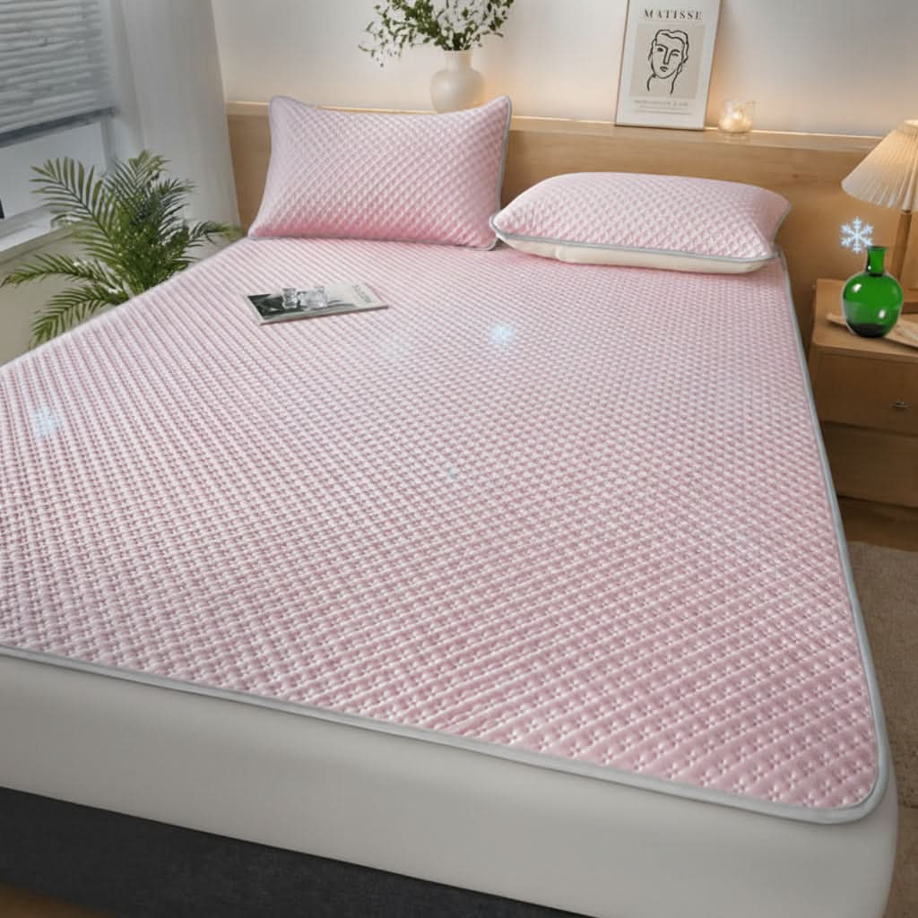 Foldable Cooling Sleep Mat for Summer – Breathable Waffle Texture Bed Pad with Soft Touch Surface – Portable Bedding Topper for Hot Weather