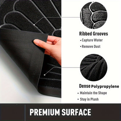 Half-Moon Entryway Mat 17x30in Grip-Back Rubber Construction Mud-Trapping Surface Indoor Outdoor Use All-Weather for Front Door Back Porch H