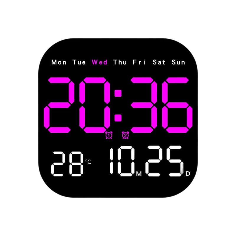 Desktop Alarm Clock with Remote Control, Temperature Display & Adjustable Brightness for Bedroom, Office
