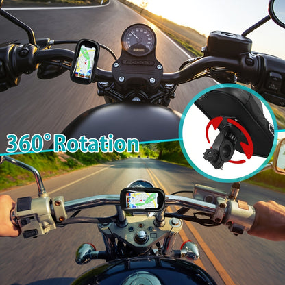 Waterproof Phone Mount for Motorcycle & Bicycle with 360° Rotation | Universal Handlebar Holder for Navigation & Music | Touch-Sensitive