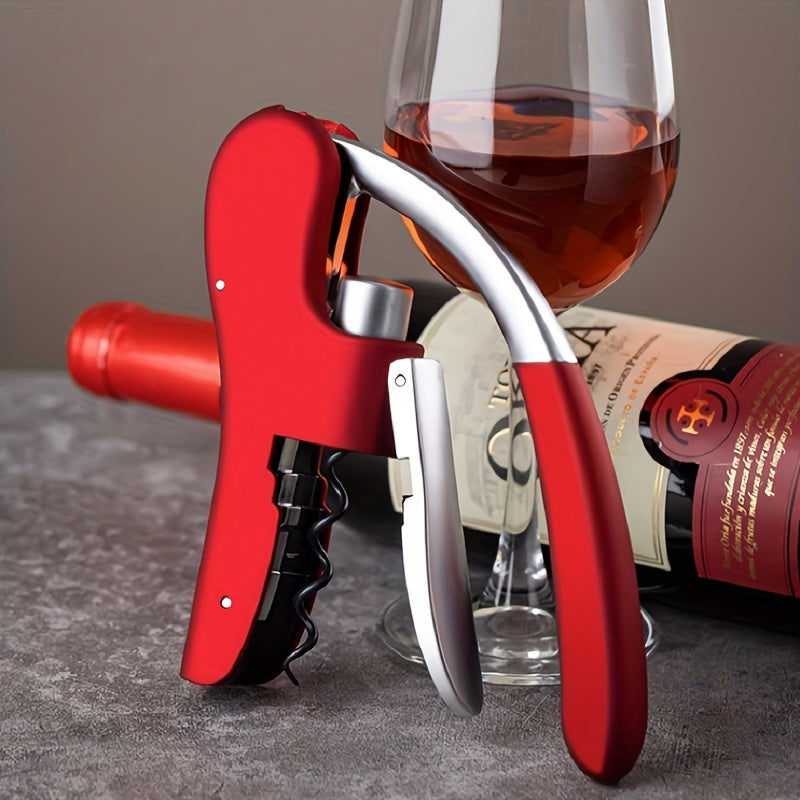 Lever-Action Wine Opener Metal & Plastic 5.5 x 3 Inch Ergonomic Handle Bar Tool for Red & White Bottles Home Dining Restaurant Hospitality
