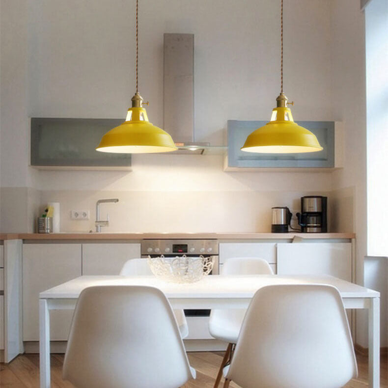 Metal Shade Hanging Lamp E26 Socket Adjustable Height Iron Fixture for Kitchen Island Dining Table Bar Counter Restaurant Café Living Room