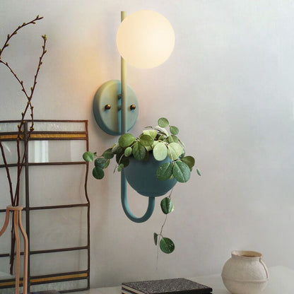 Glass Shade Sconce Light Iron 9 in Wide for Bedroom Bedside Reading Hallway Accent Hardwired Fixture Industrial Modern Minimalist Decor