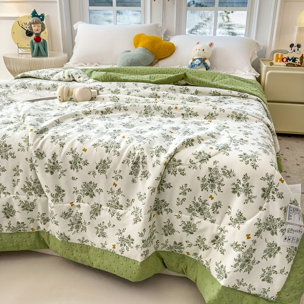 Edredón floral ligero | Comodidad transpirable para el verano con diseño elegante | Cubrecama refrescante para un descanso acogedor