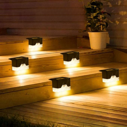 Solar LED Outdoor Step Lights 4-Pack with Automatic Dusk Sensor | Weather-Resistant Wireless Deck & Patio Lighting for Stairs, Walkways