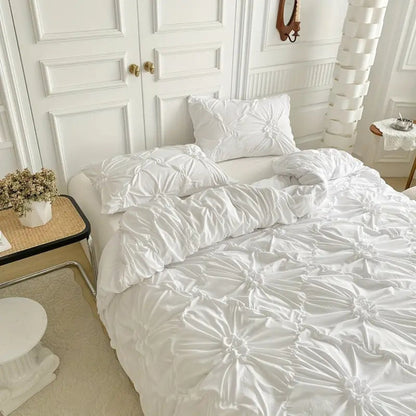 Textured Pinch Pleat Duvet Cover Set with Pillowcases – Soft Microfiber Bedding with Zipper & Corner Ties for Twin, Full, Queen & King Beds