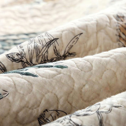 Elysian Floral Coverlet Set - Japanese style, Microfiber, Reversible 3-Piece