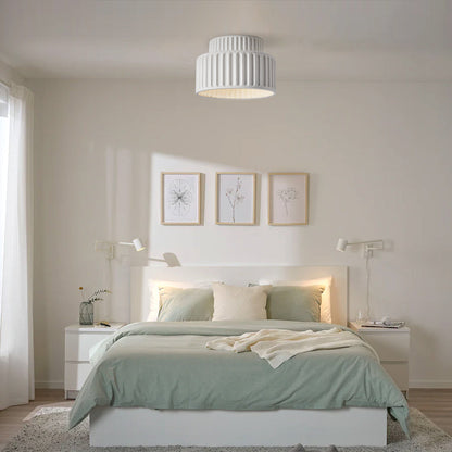 Lámpara de techo de resina de montaje empotrado, casquillo E27, pantalla texturizada, color blanco, para cocina, dormitorio, pasillo, perfil bajo, diseño escandinavo minimalista moderno