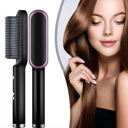 Heated Straightening Brush Comb for Silky Smooth Hair Styling with Ionic Technology 5 Heat Settings for All Hair Types Quick Salon Results