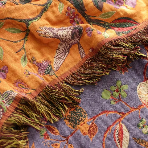 Brenley Floral Blanket - Cotton, Lightweight, Reversible Design