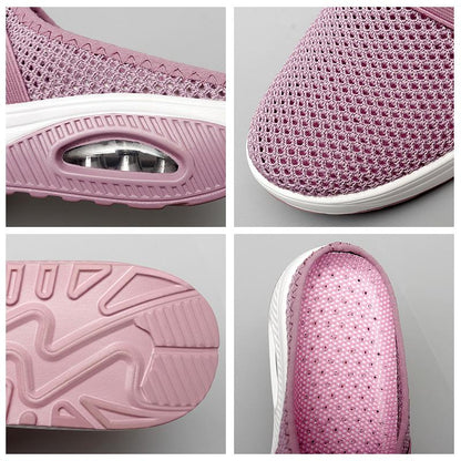 Cushioned Slip-On Sneakers with Arch Support for All-Day Walking Comfort Women's Breathable Mesh Athletic Shoes