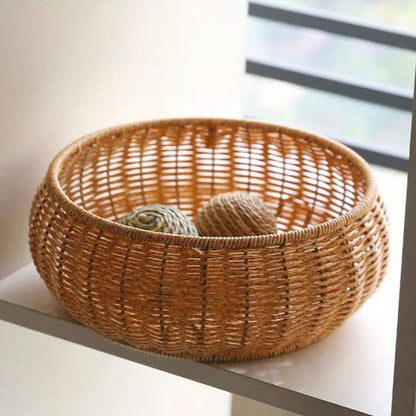 Dome Wicker Storage Basket - Handcrafted Rattan with Secure Lid