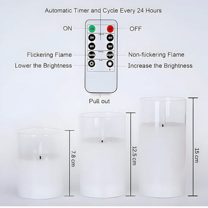 Elysian Flameless Candle Set - 3D LED, electric candle, Safe Ambience