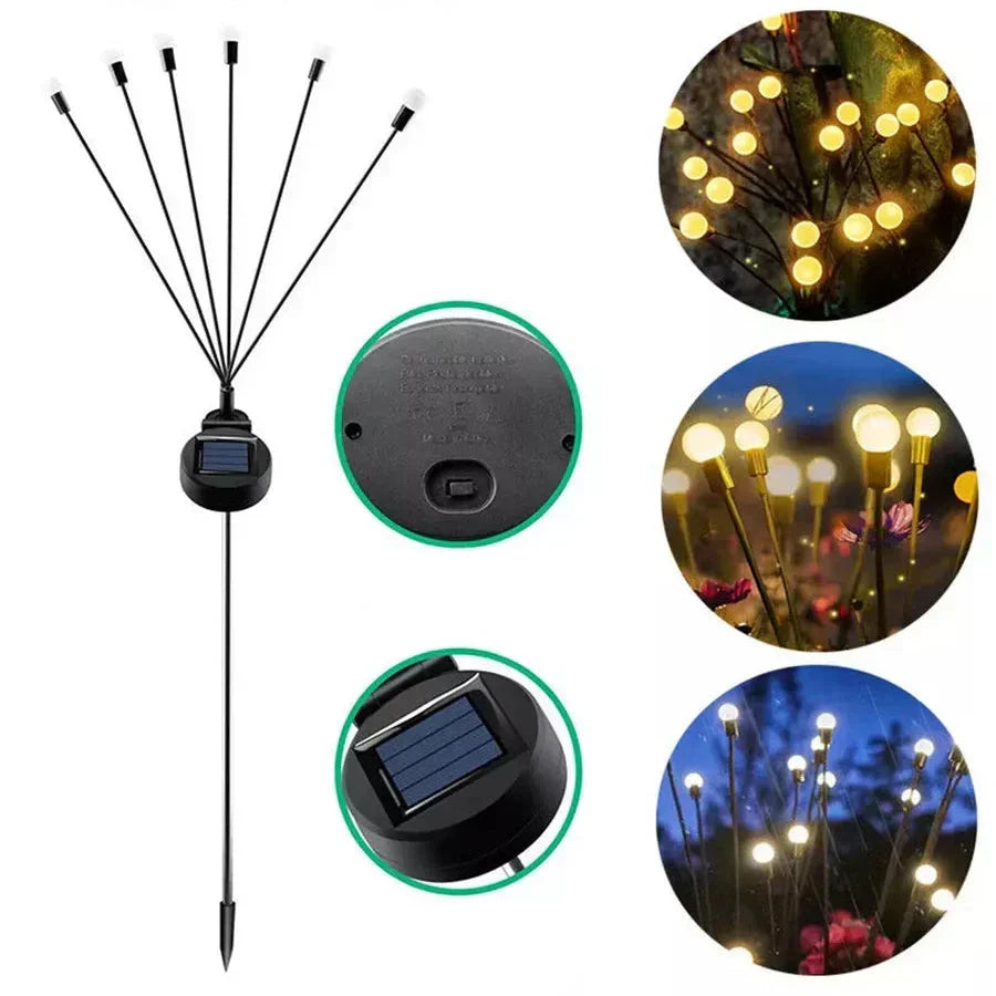 Solar Firefly Stake Light Bendable Branch Design 13 in Tall Outdoor Path Illumination Yard Accent Warm Glow LED No Wiring Dusk-to-Dawn Senso