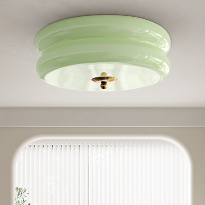 Flush Mount LED Fixture with Adjustable Color Temperature Glass Shade 13 in Diameter for Bedroom Living Room Dining Room Modern Art Deco Sty