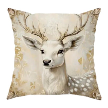 Holiday Throw Pillow Covers Set | Festive Velvet Decorative Cases with Santa, Reindeer & Tree Designs | 18x18 Inch Soft Zippered Cushion