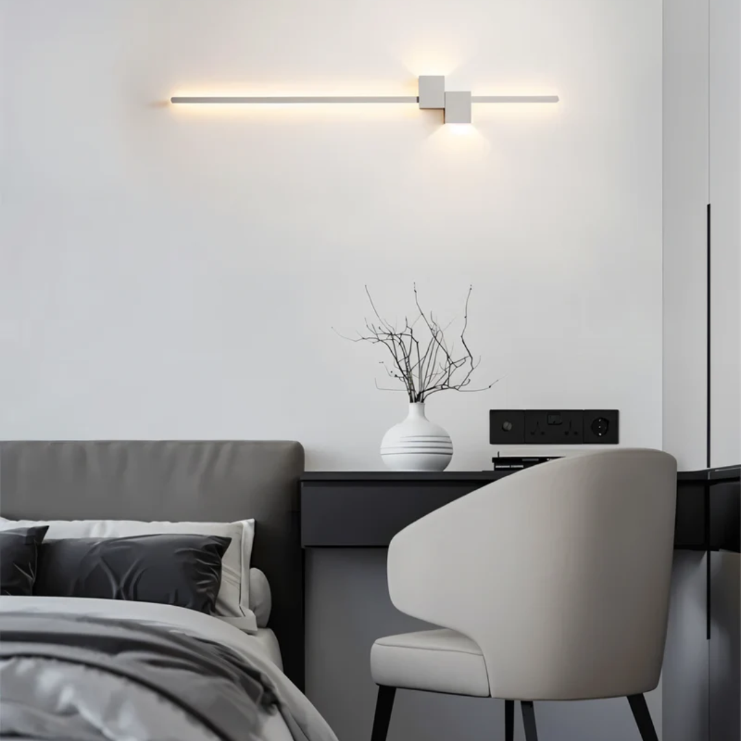 Modern LED Wall Sconce Linear Strip Light Fixture Warm White Aluminum 24 Inch for Living Room Bedroom Hallway Office Contemporary