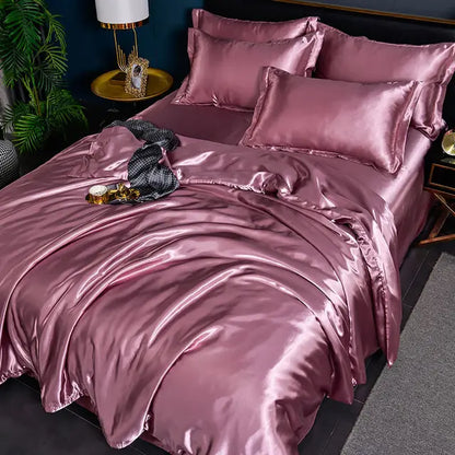 Satin Duvet Cover Set with Pillowcases Smooth Silky Bedding Full Queen King for Bedroom Decor Soft Luxury Comforter Cover Machine Washable