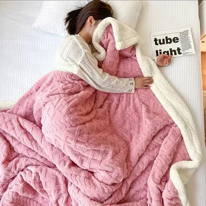 Plush Lamb Wool & Fleece Winter Blanket for Couch and Bed – Insulating Heavyweight Throw for Cold Nights