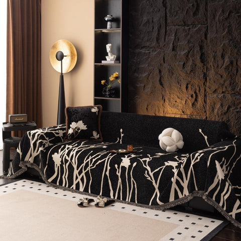 Tidal Chenille Sofa Cover - Ultra-Soft Fabric, Elegant Branch Pattern