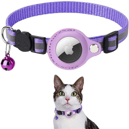 Adjustable Cat Collar with Reflective Stitching, Breakaway Buckle & Tracker Pocket for Indoor Outdoor Cats