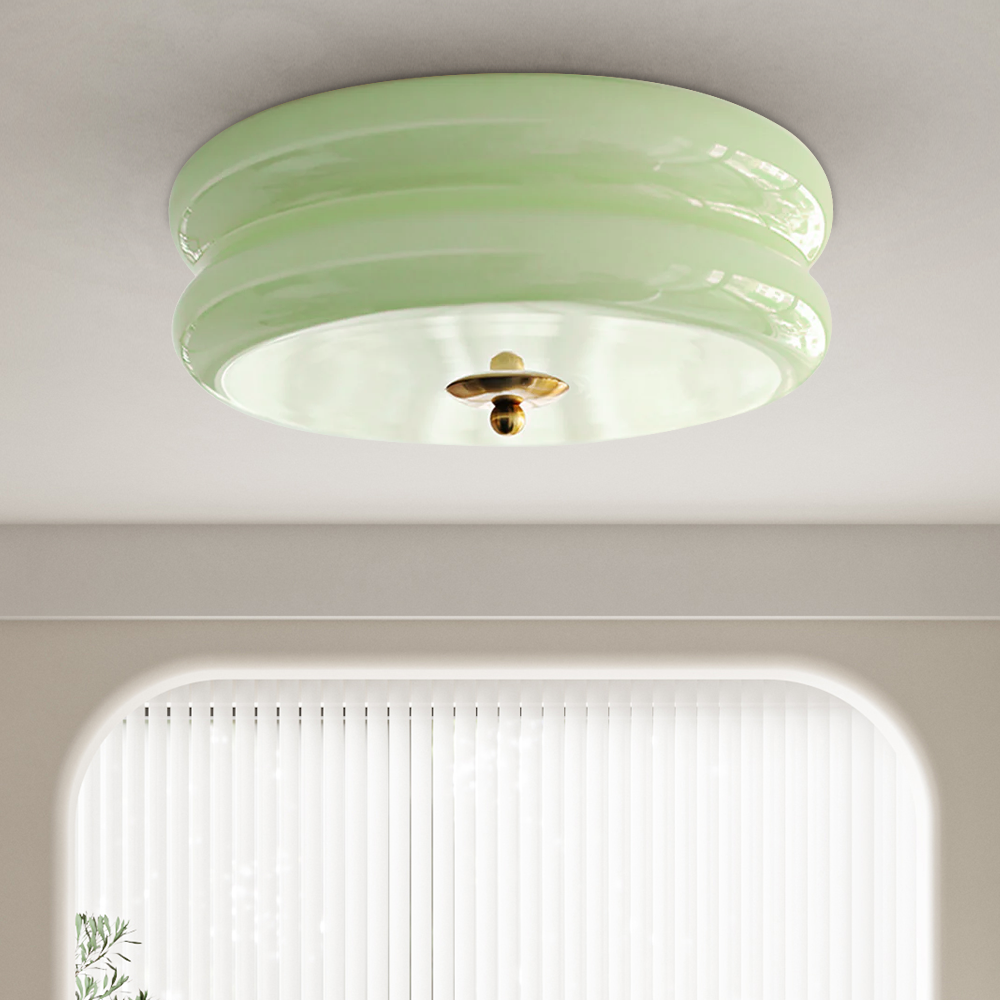 Lámpara LED de techo empotrada redonda con 3 temperaturas de color, de metal y vidrio, 5 pulgadas de altura, para dormitorio, comedor y cocina, con interruptor Kelvin ajustable