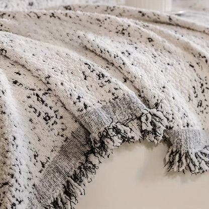 Reversible Sofa Throw Blanket - Speckled Cotton Blend - Boho Farmhouse Style Furniture Protector for Couch, Loveseat & Armchair