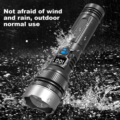 Linterna LED recargable por USB con enfoque de zoom ajustable para camping, emergencias y uso al aire libre