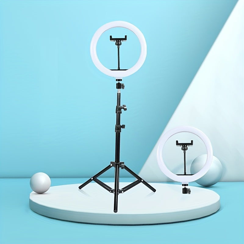 Circular Studio Light with Extendable Stand & Device Mount for Video Recording, Photography & Live Streaming