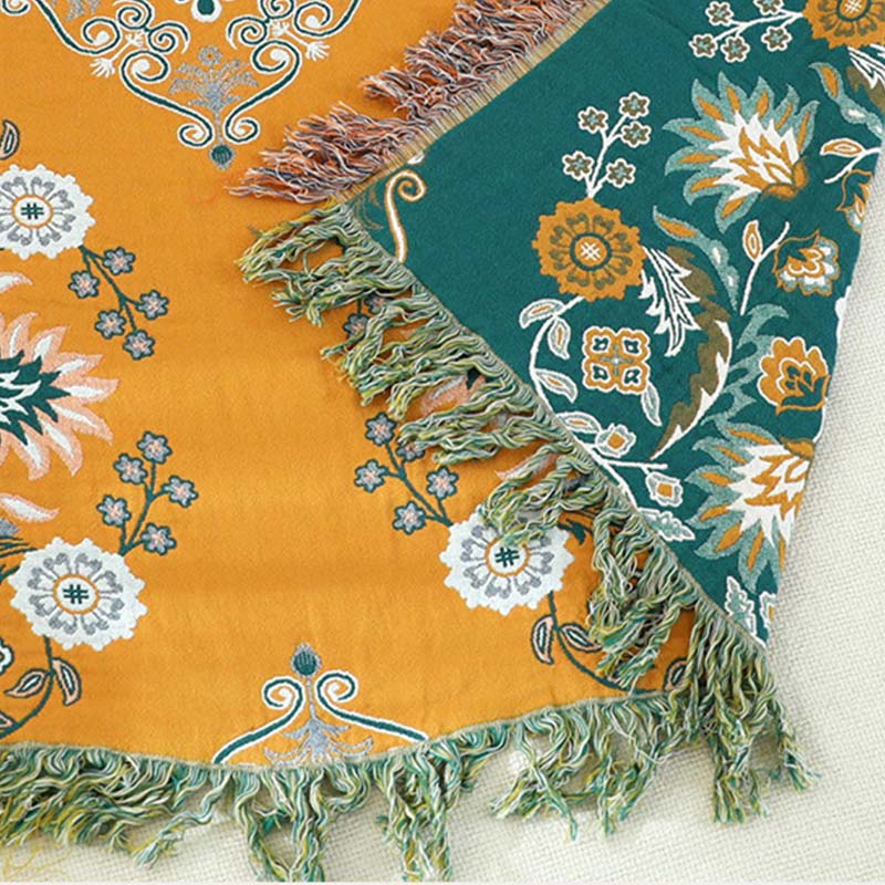 Reversible Cotton Quilt Lightweight Floral Bedspread for All Seasons Queen King Full Size Breathable Coverlet