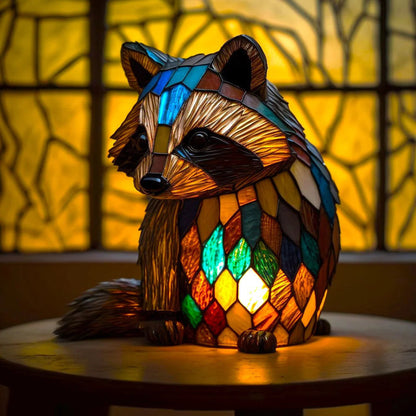 Stained Glass Animal Table Lamp with Color-Changing LED Light – Handcrafted Metal & Glass Accent for Bedroom, Living Room & Nursery Decor