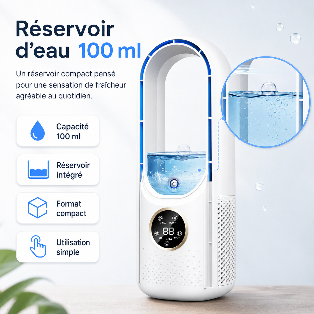 Portable USB Air Cooler Fan with Humidifier & Filter – 6-Speed Personal Desktop Cooling Fan for Home Office Travel Camping – Quiet