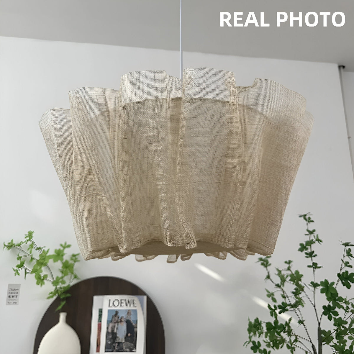 Lámpara de techo colgante con pantalla de tela plisada de 16 pulgadas, color crema cálido, para comedor, isla de cocina, estilo minimalista moderno escandinavo japonés, iluminación ambiental
