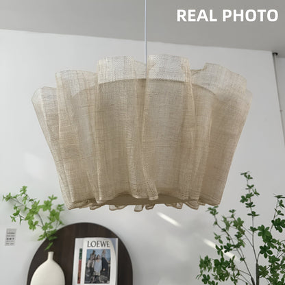 Lámpara de techo colgante con pantalla de tela plisada de 16 pulgadas, color crema cálido, para comedor, isla de cocina, estilo minimalista moderno escandinavo japonés, iluminación ambiental