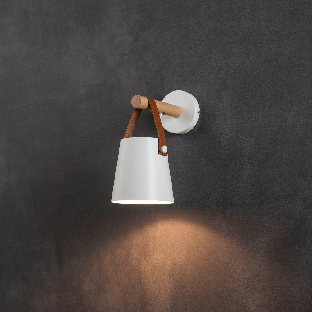 Wooden Wall Sconce Minimalist Bedroom Lighting Black White Hardwired Plug In Ambient Light Fixture Modern Scandinavian Style Home Decor