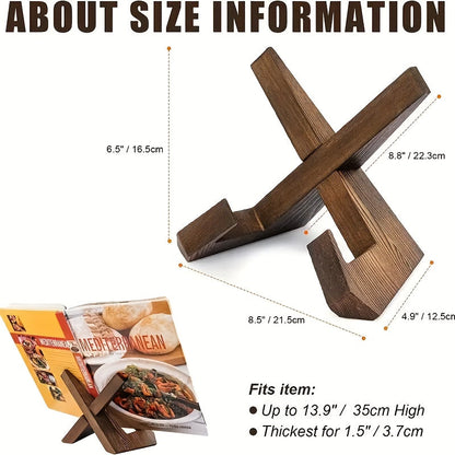 Soporte para libros de cocina Wesley: atril de madera ajustable, diseño rústico