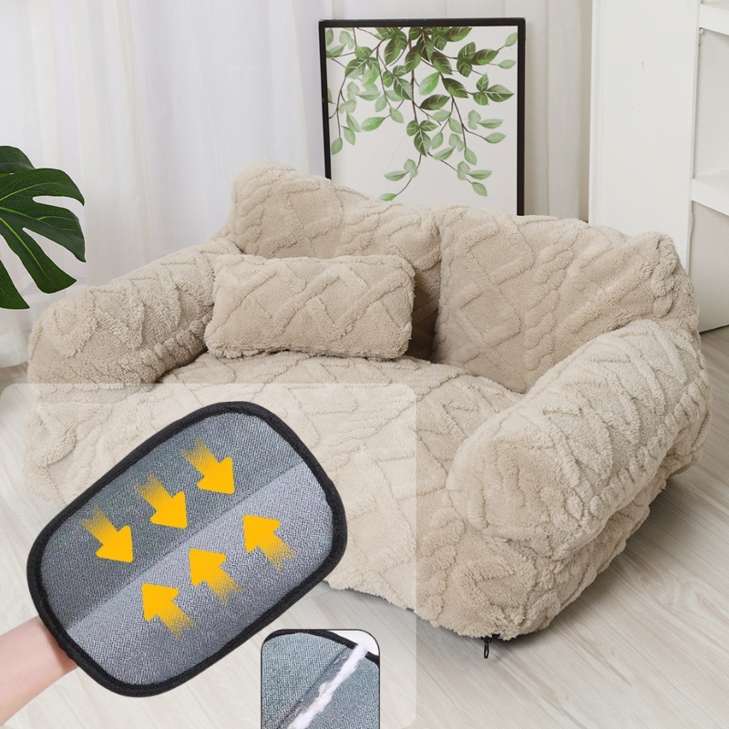 Cama para perro tipo sofá acogedora con borde elevado – Diseño de felpa suave