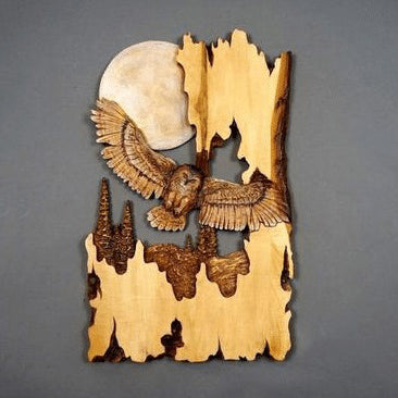 Hand-Carved Wooden Animal Wall Art Sculpture – Rustic 3D Wildlife Decor for Living Room, Bedroom & Office – Lightweight Hanging Home Accent