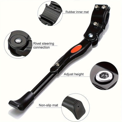 Adjustable Bicycle Kickstand for Road and Mountain Bikes – Sturdy Aluminum Support Stand with Height Adjustment for 24-29 Inch Wheels