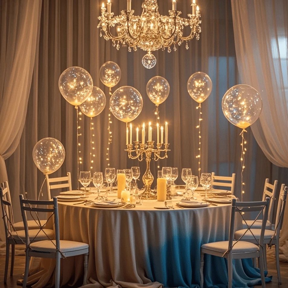 Illuminated Party Balloons 10-Pack Clear 18" LED String Light Battery Powered for Weddings Birthdays Indoor Outdoor Events Reusable Decor