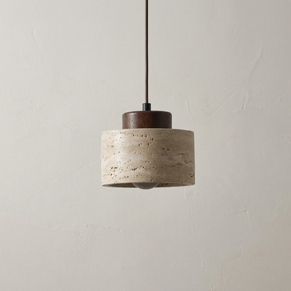 Textured Stone Shade Hanging Light with Natural Grain Finish for Kitchen Island Dining Room Modern Minimalist Ceiling Fixture