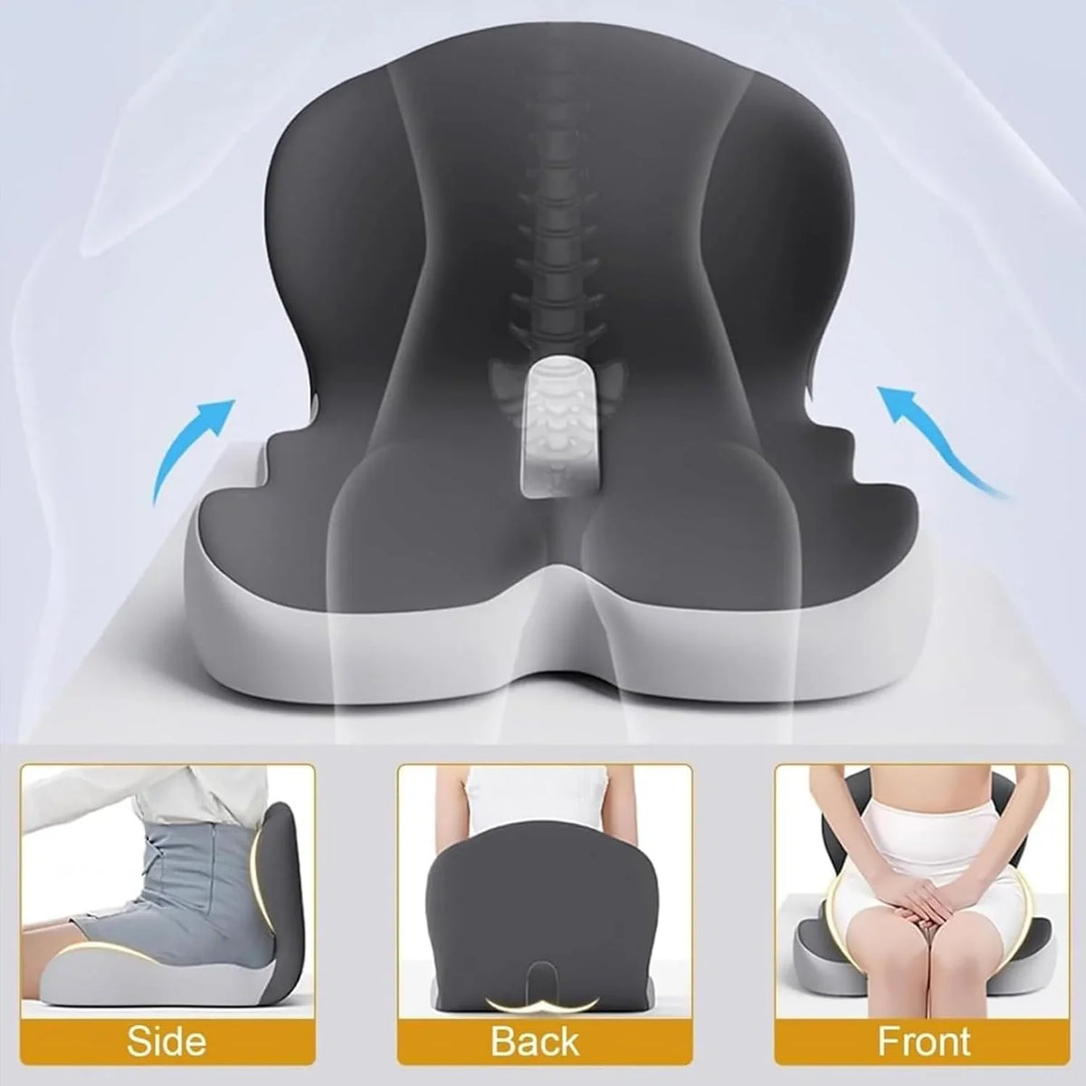 Cojín de asiento de espuma viscoelástica ortopédica con funda extraíble y lavable